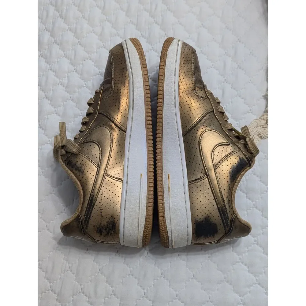 ✨ Nike Air Force 1 Low 07 LV8 Metallic Gold Mens Size 8 Sneakers Streetwear